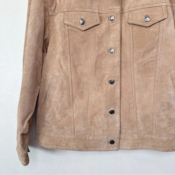 Lisa International Womens Medium Suede Tan  Button Jacket - Picture 9 of 15
